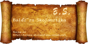 Balázs Skolasztika névjegykártya